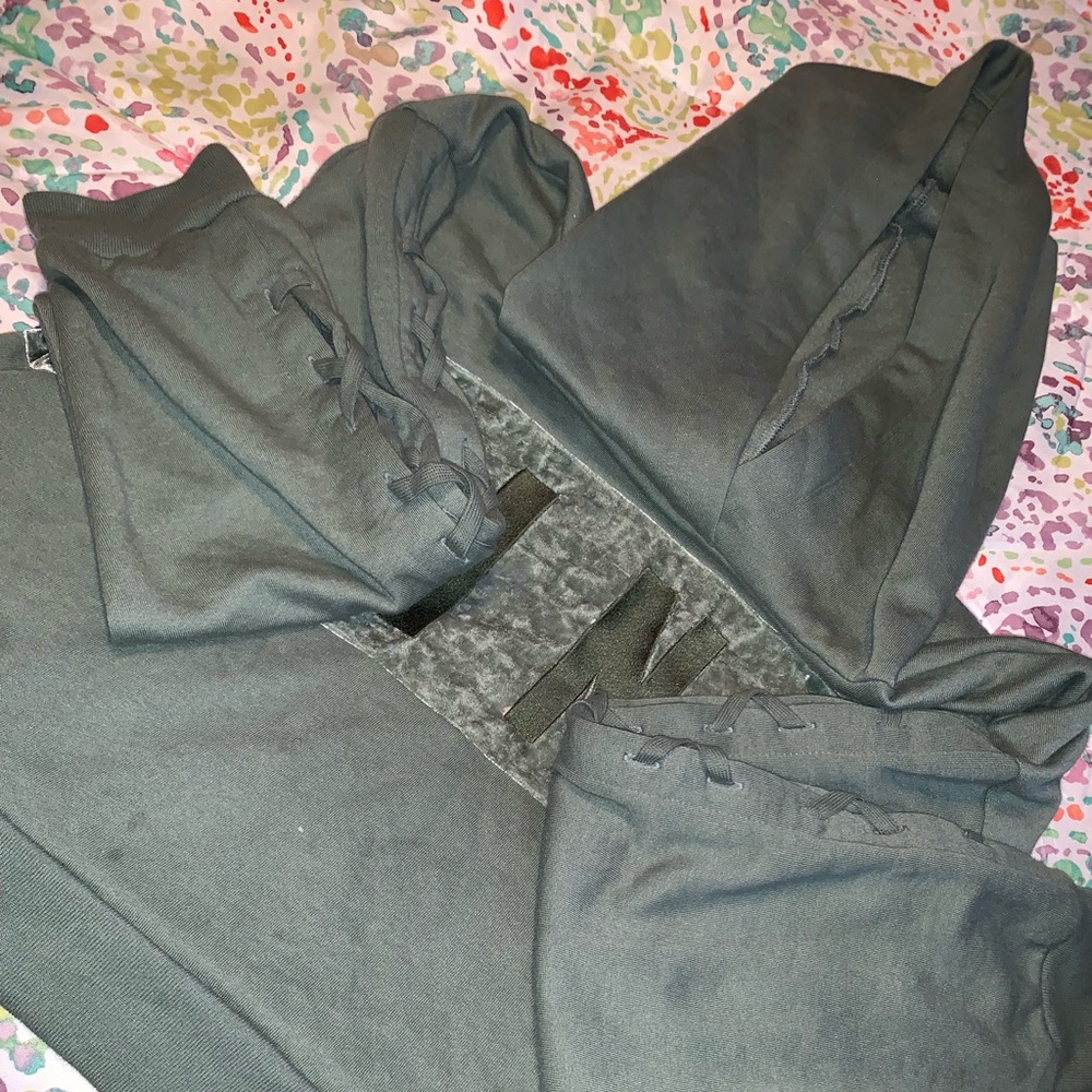 PINK velvet crop hoodie